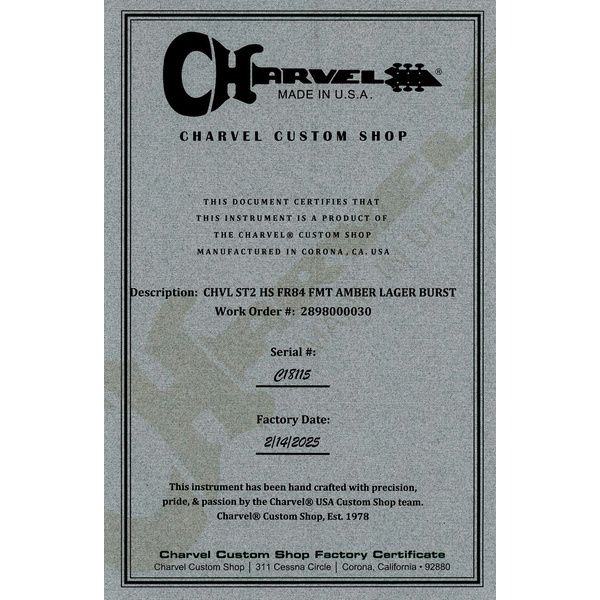 Charvel Custom Shop USA LTD ALB