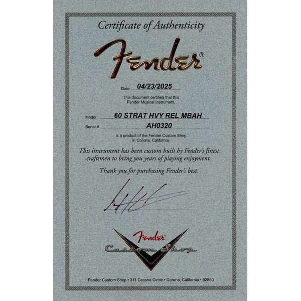 Fender 60 Strat HSS HR MBAH SADB