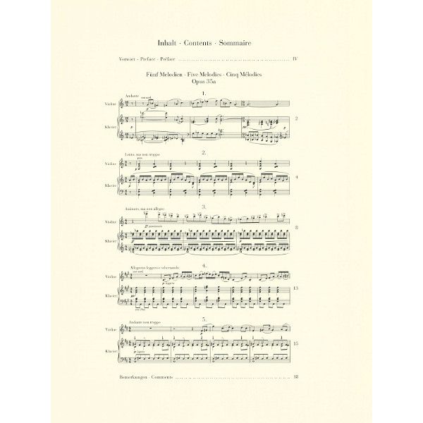 Henle Verlag Prokofjew 5 Melodien Violin