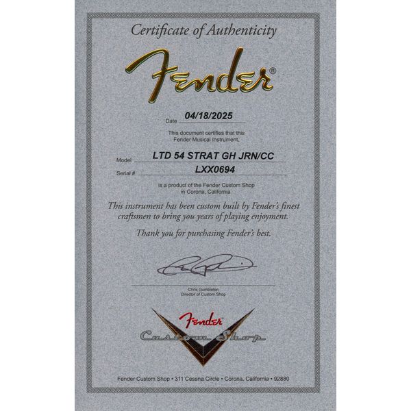 Fender LTD 70th 54 Strat Jmr AB