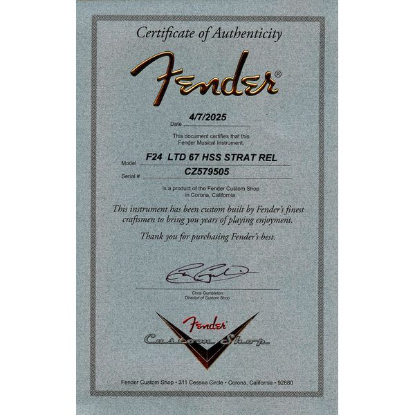 Fender LTD 67 Strat HSS Vintage White