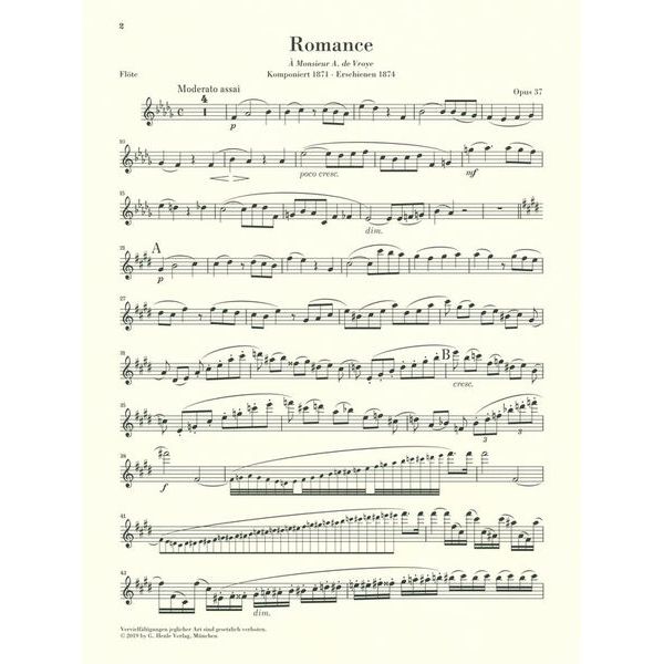 Henle Verlag Saint-Saëns Romance Flöte