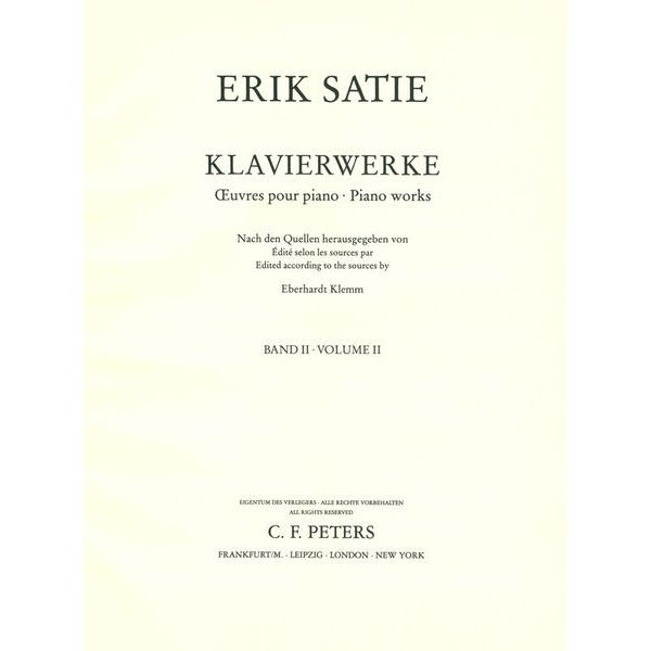 Edition Peters Satie Klavierwerke 2