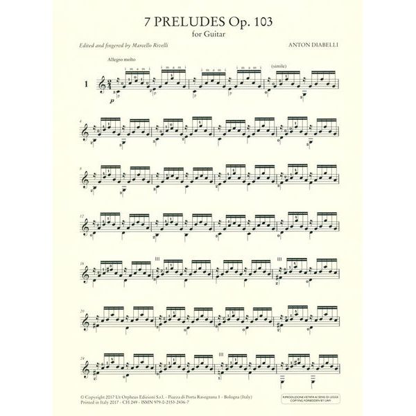 UT Orpheus Edizioni Diabelli 7 Preludes op. 103