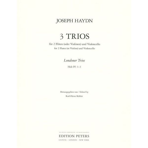 Edition Peters Haydn 3 Trios Flöten und Cello