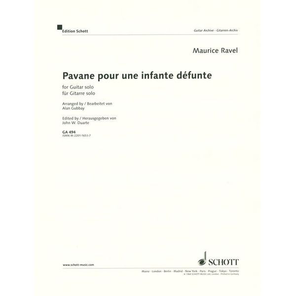 Schott Ravel Pavane Pour Infante Git