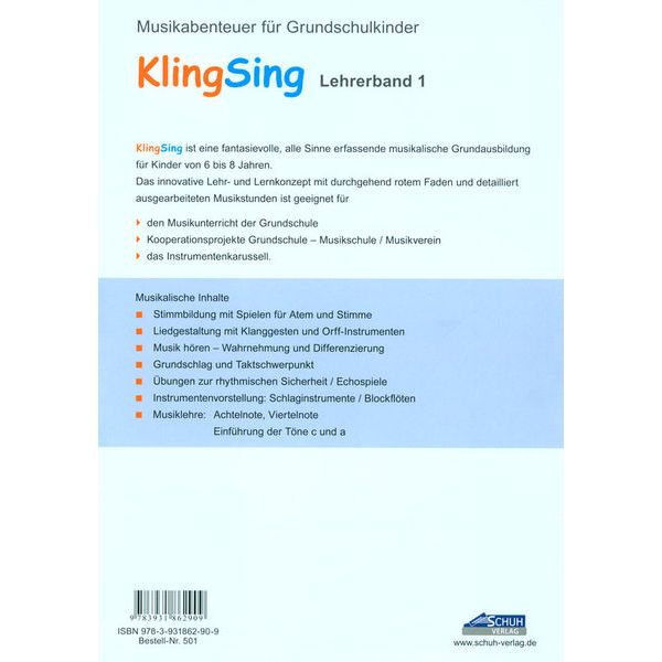 Schuh Verlag KlingSing Lehrerband 1