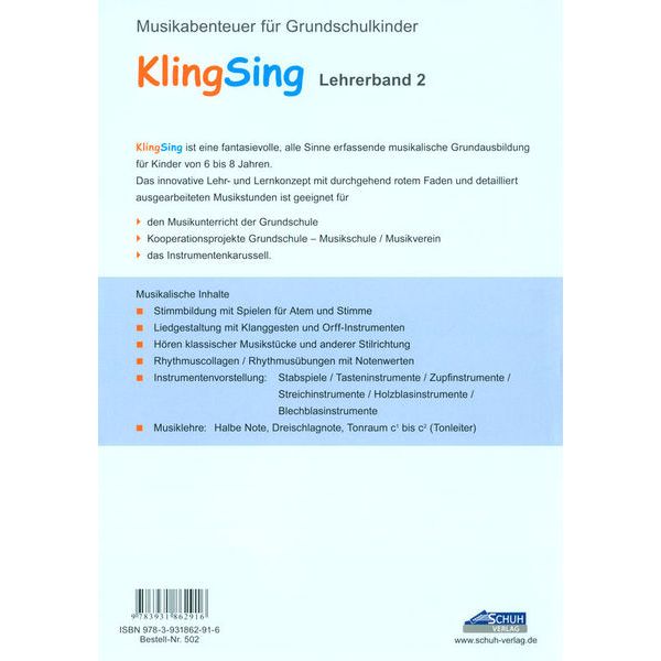 Schuh Verlag KlingSing Lehrerband 2