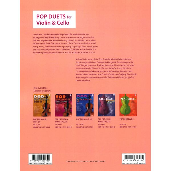 Schott Pop Duets for Violin & Cello