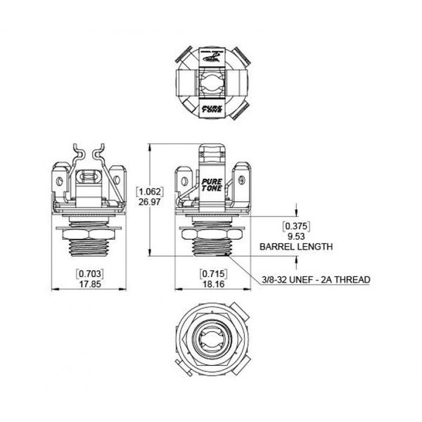 Pure Tone Stereo Output Jack Black