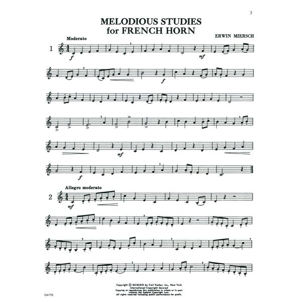 Carl Fischer Melodious Studies French Horn