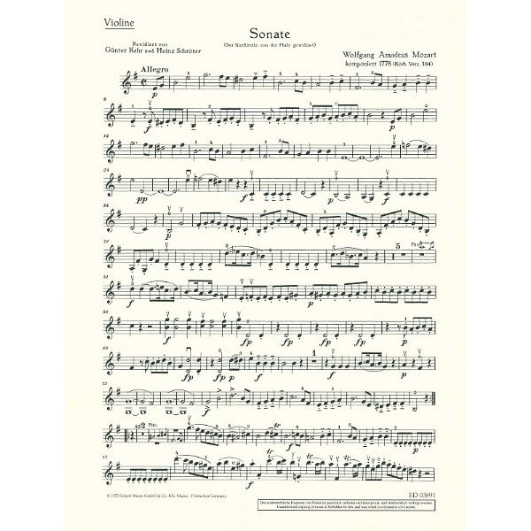 Schott Mozart Violinsonate e-Moll