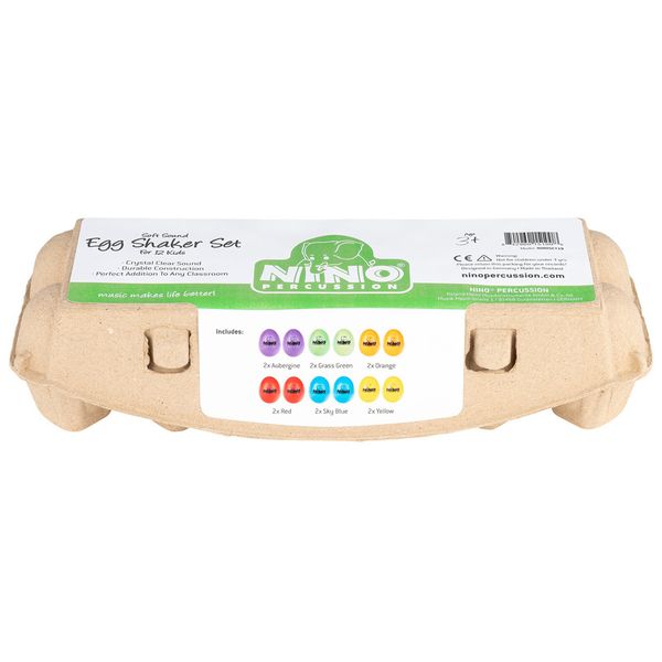 Shaker Eggs Nino Percussion Plastic Egg Shaker Set, 4 Pieces - For Classroom Music Or Playing At Home, 2 - YEAR WARRANTY (NINOSET540 - 2) , Aubergine, Grass Green, Orange, Sky Blue