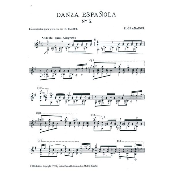 Union Musical Ediciones Granados Danza Espanola No. 5