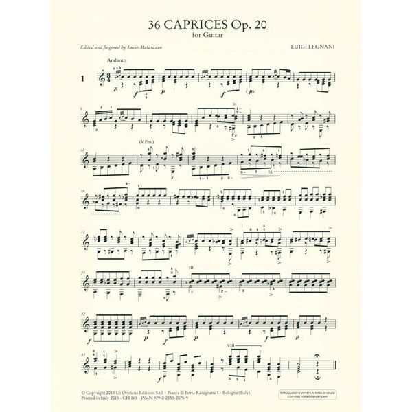 UT Orpheus Edizioni Legnani 36 Caprices