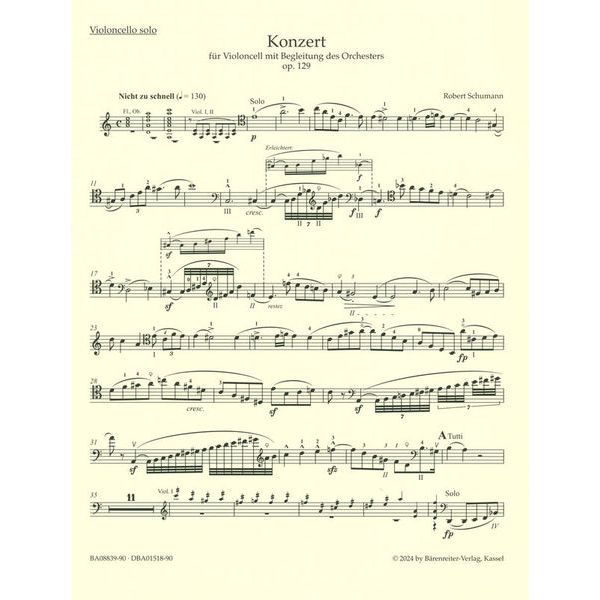 Bärenreiter Schumann Konzert a-moll