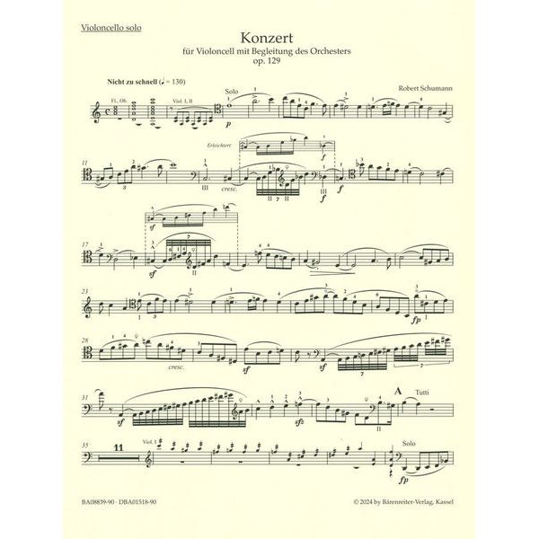 Bärenreiter Schumann Konzert a-moll