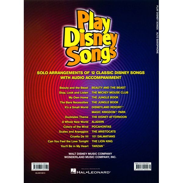 Hal Leonard Play Disney Songs Alto Sax