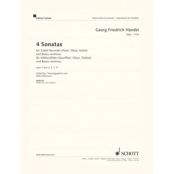 Schott Händel 4 Sonatas