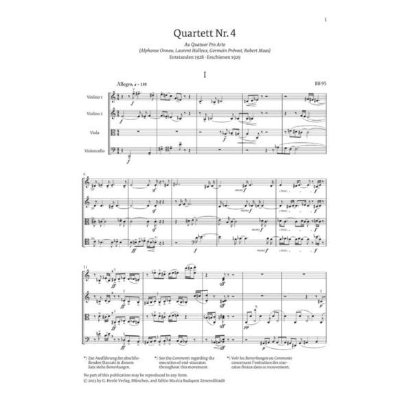 Henle Verlag Bartok Streichquartette