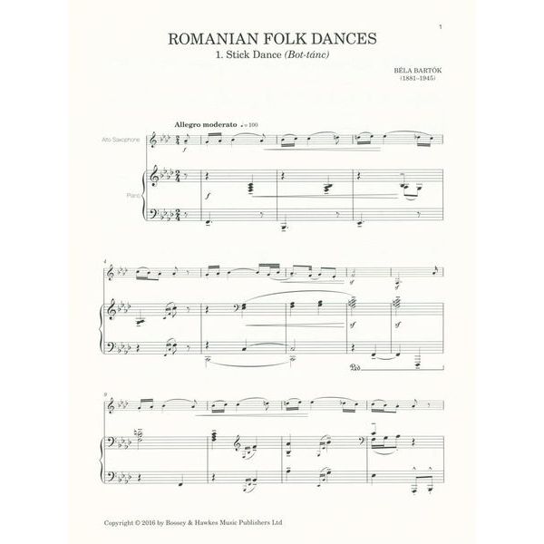 Boosey & Hawkes Bartok Romanian Dances A-Sax