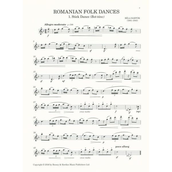 Boosey & Hawkes Bartok Romanian Dances A-Sax