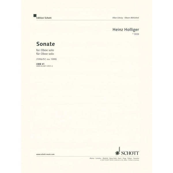 Schott Holliger Sonate Oboe