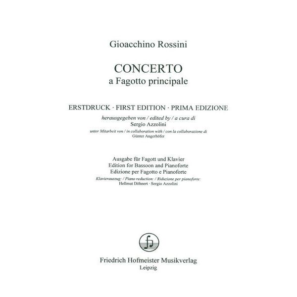 Friedrich Hofmeister Rossini Concerto a Fagotto