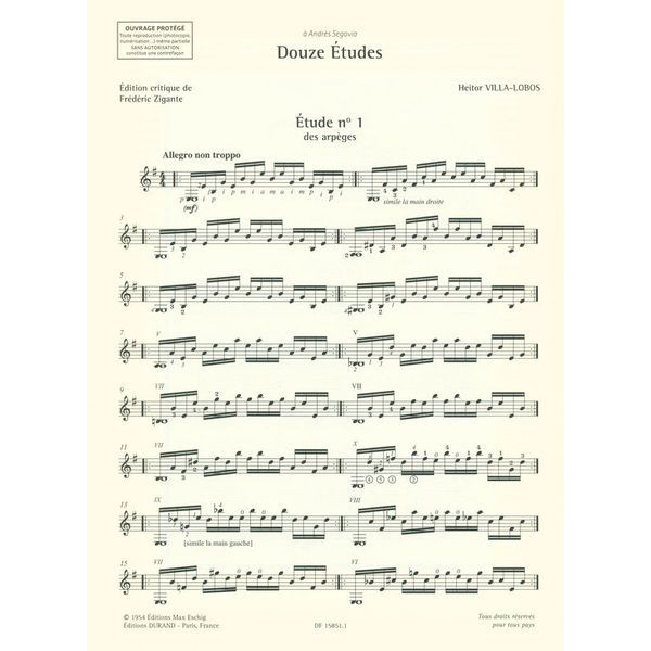 Editions Durand Villa-Lobos 12 Etudes