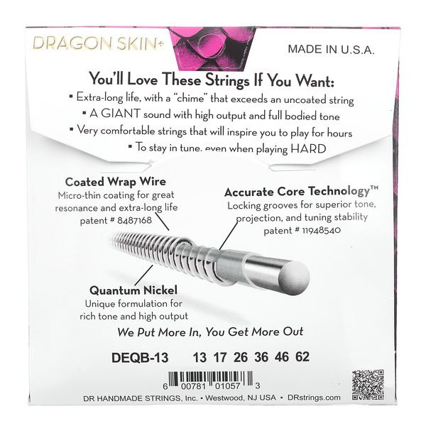 DR Strings Dragon Skin+ DEQB-13/62 Coated