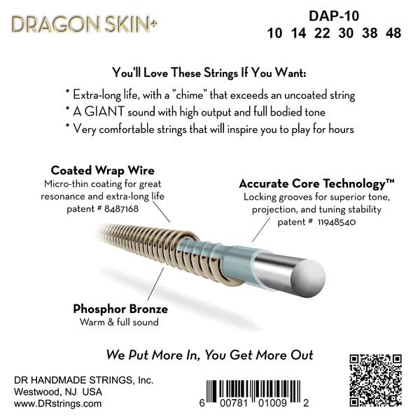 DR Strings Dragon Skin+ DAP-10/48 Coated