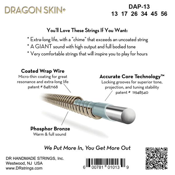 DR Strings Dragon Skin+ DAP-13/56 Coated