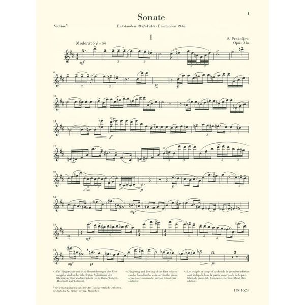 Henle Verlag Prokofjew Sonate Nr. 2