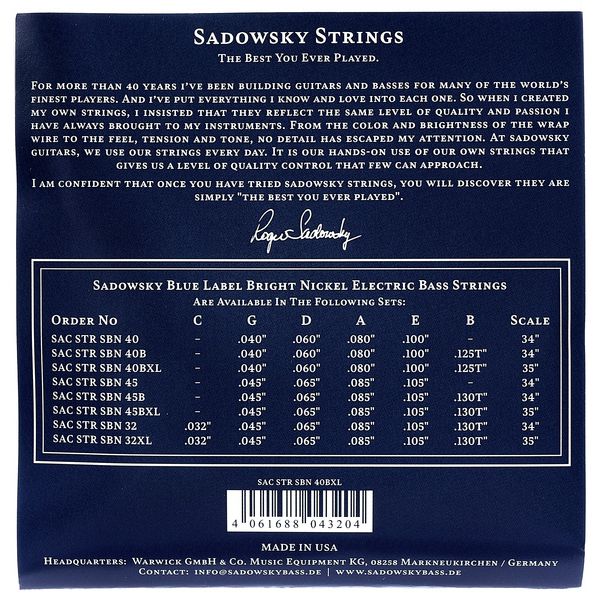 Sadowsky Blue Label 5 040-125 NT