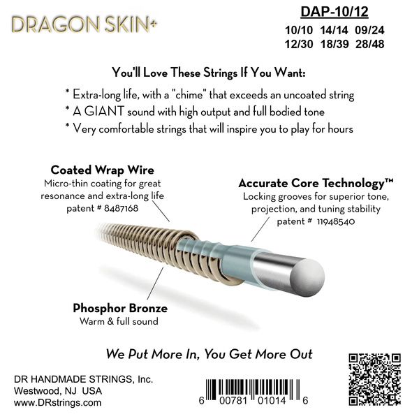 DR Strings Dragon Skin+ DAP-10/12 Coated