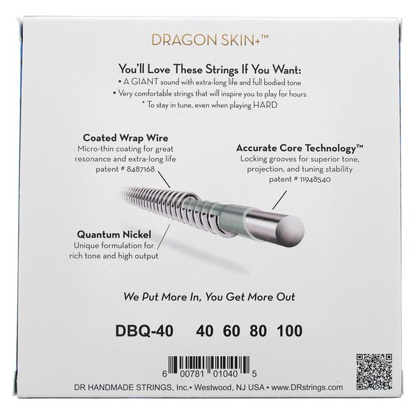 DR Strings Dragon Skin+ DBQ-40 Coated