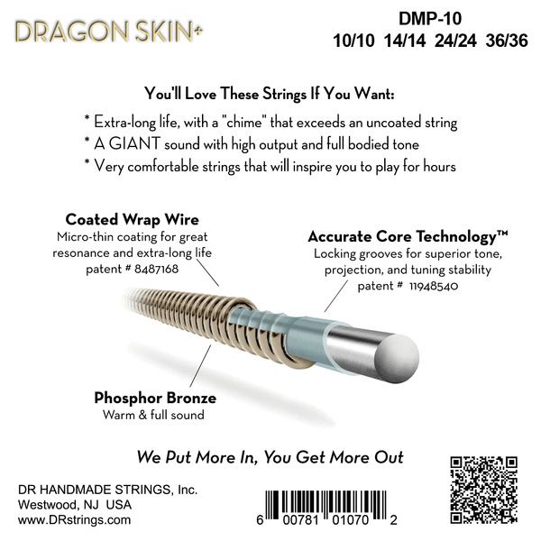 DR Strings Dragon Skin+ DMP-10 Coated