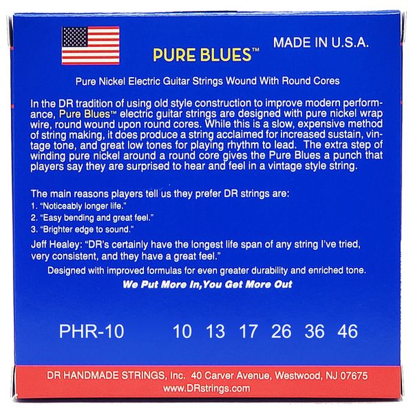 DR Strings Pure Blues PHR-10 3Pack