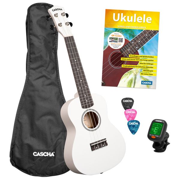 Cascha Concert Uke Linden Set WHT