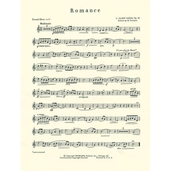 Rubank Publications Saint-Saëns Romance op. 36