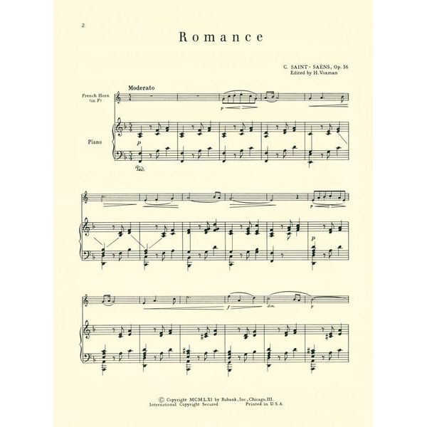 Rubank Publications Saint-Saëns Romance op. 36