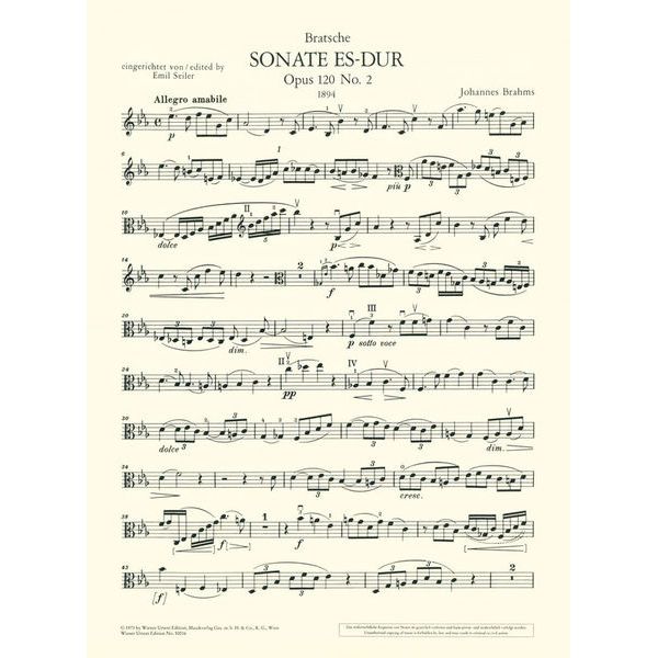 Wiener Urtext Edition Brahms Sonate für Klarinette