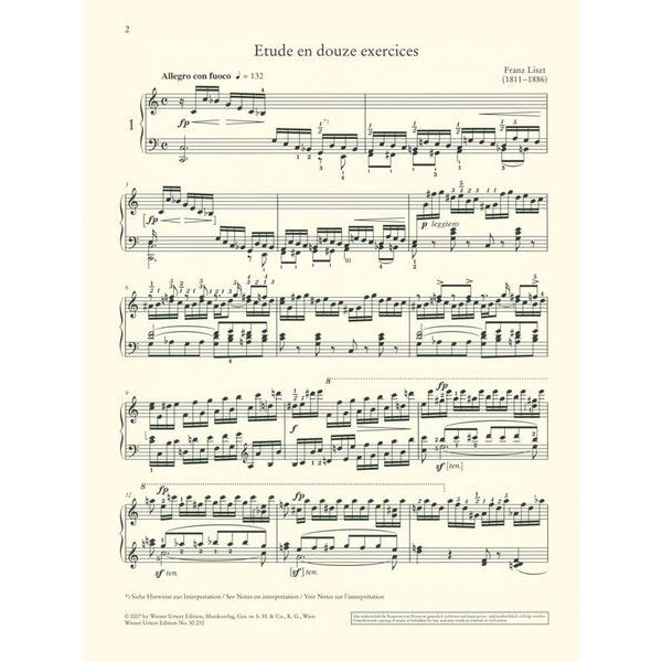 Wiener Urtext Edition Liszt Etüden op. 1