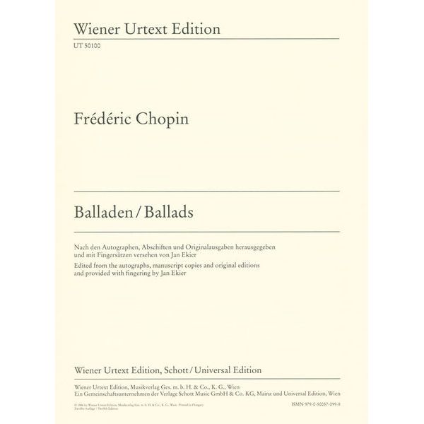 Wiener Urtext Edition Chopin Balladen