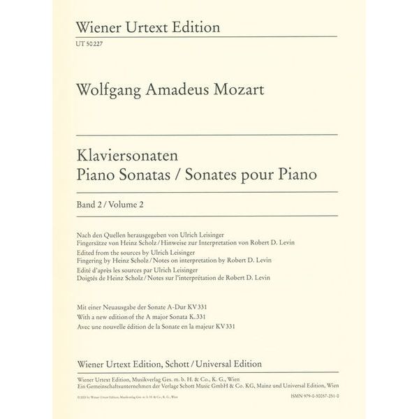 Wiener Urtext Edition Mozart Klaviersonaten 2