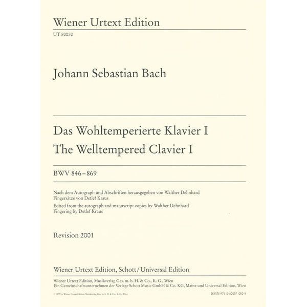 Wiener Urtext Edition Bach Wohltemperierte Klavier 1