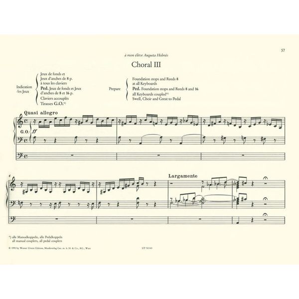 Wiener Urtext Edition Franck Trois Chorals