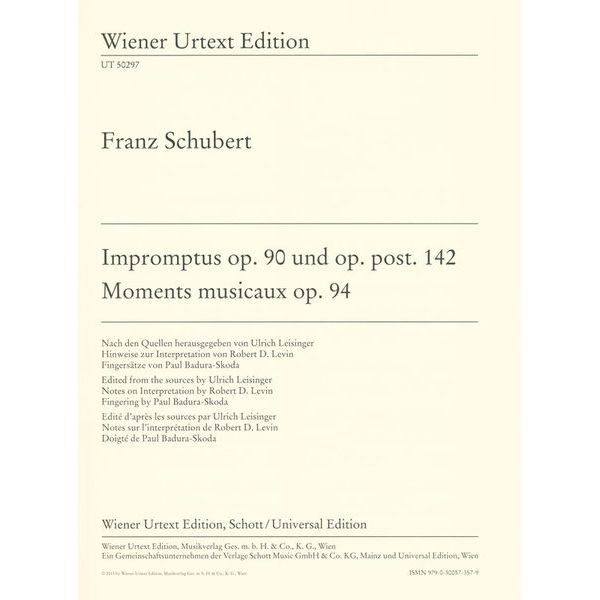 Wiener Urtext Edition Schubert Impromptus / Moments