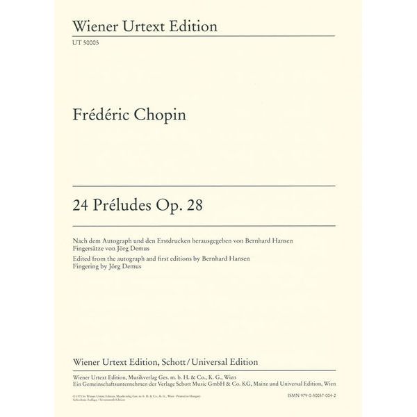 Wiener Urtext Edition Chopin 24 Préludes op. 28