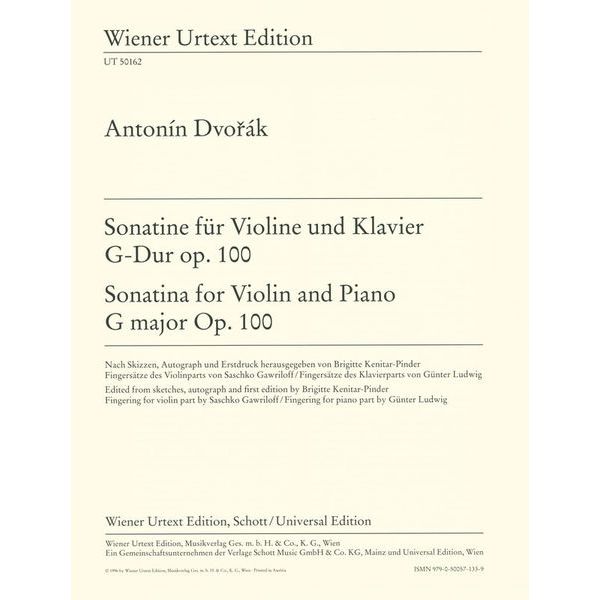 Wiener Urtext Edition Dvorak Sonatine für Violine